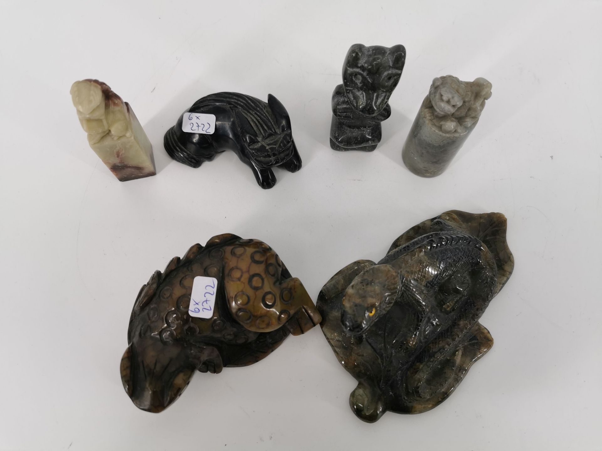 COLLECTION OF CARVED STONE FIGURES  - Image 2 of 7