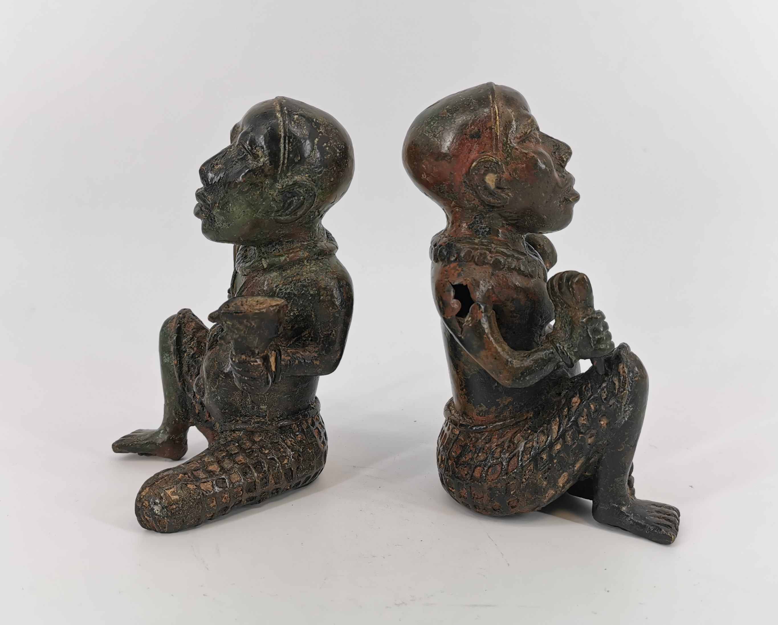 BENIN SCULPTURES "SITTING MEN" - Image 4 of 6