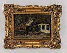 PAINTING - FARMSTEAD IN AN AUTUMN LANDSCAPE