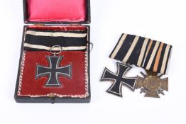 1.WK Ordensspange u. Eisernes Kreuz 2.Klasse 1914 mit Etui
