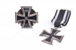 1.WK  Eisernes Kreuz 1.Klasse 1914 an Sternschraube, u. 2 Klasse 1914 