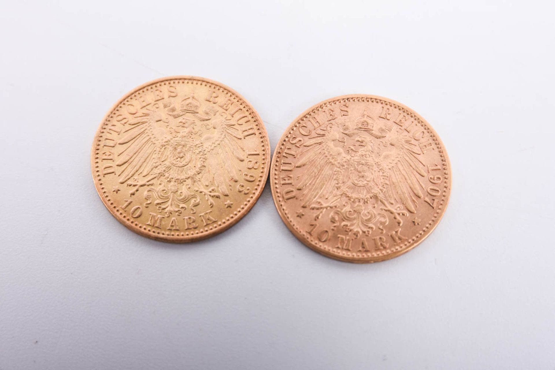 Deutsches Kaiserreich 2x 10 Mark,  1893 u. 1907 - Bild 2 aus 4