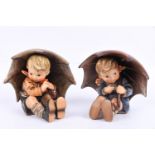 Hummel/ Goebel Figuren, Mädchen und Junge mit Regenschirm