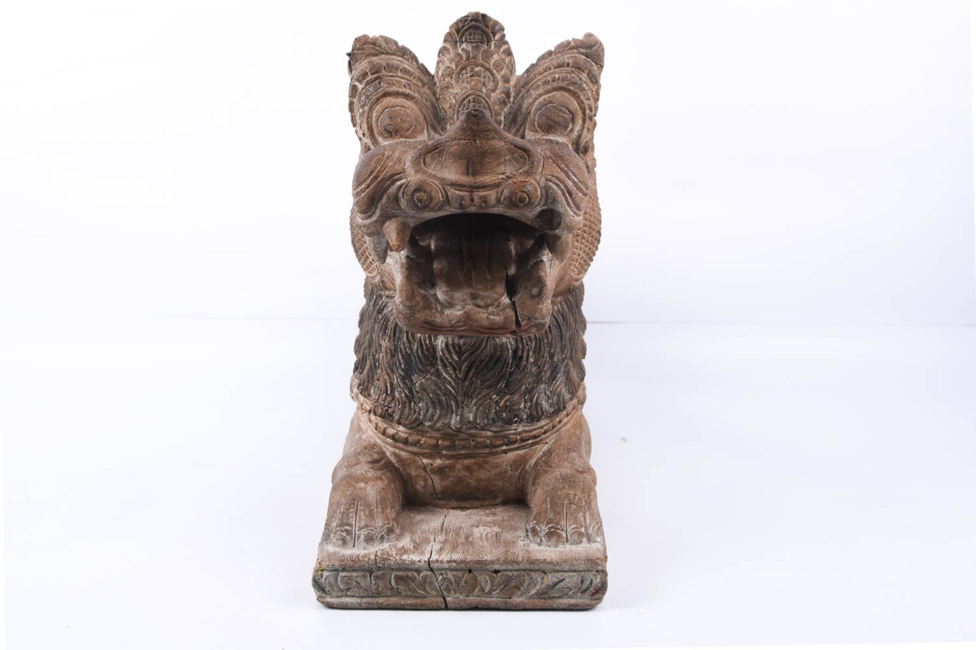 Asiatischer Tempel Löwe aus Holz  - Bild 2 aus 11