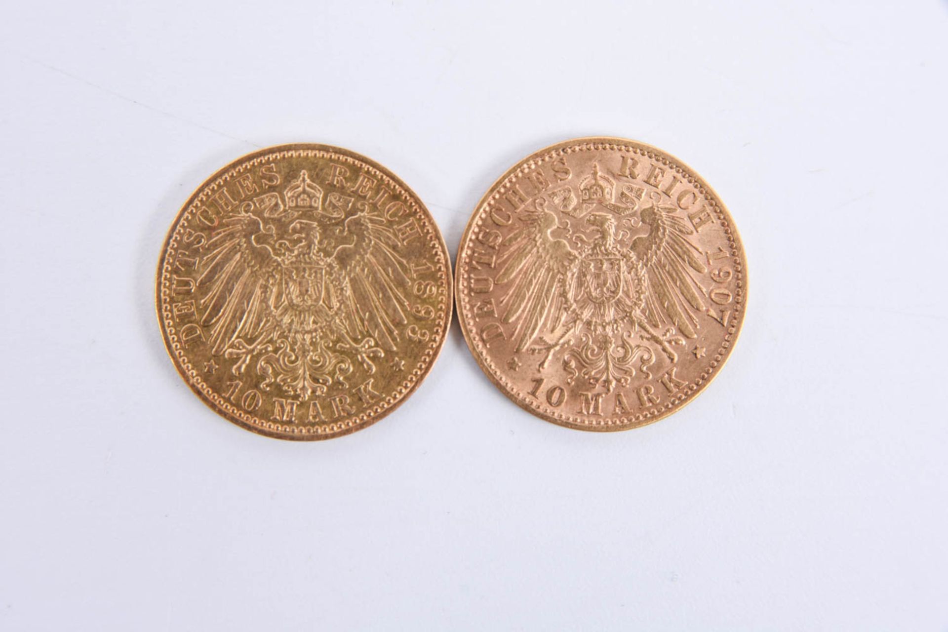 Deutsches Kaiserreich 2x 10 Mark,  1893 u. 1907