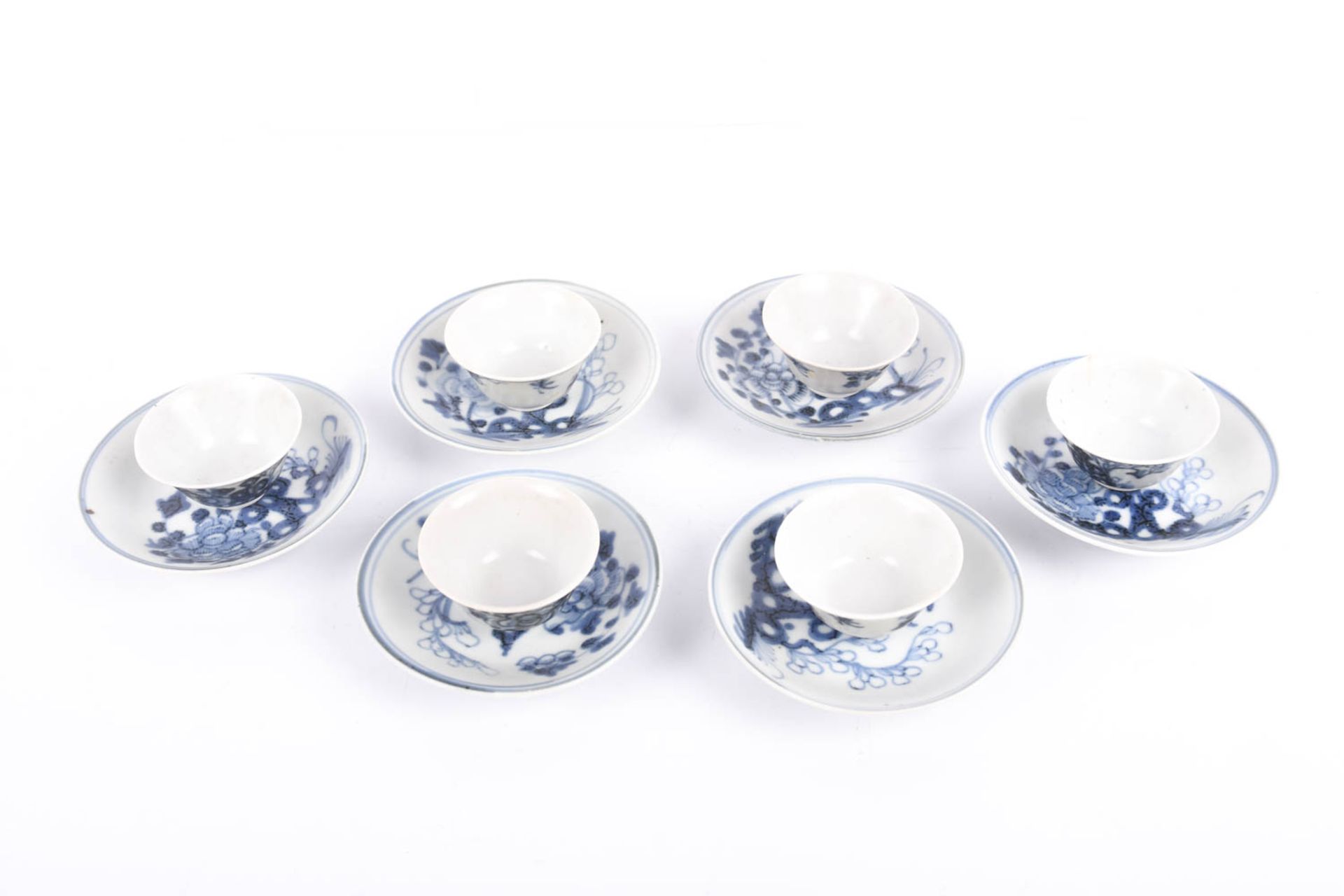 China 6 Blaue & Weiße Porzellan Tassen mit Untertasse - Bild 7 aus 8
