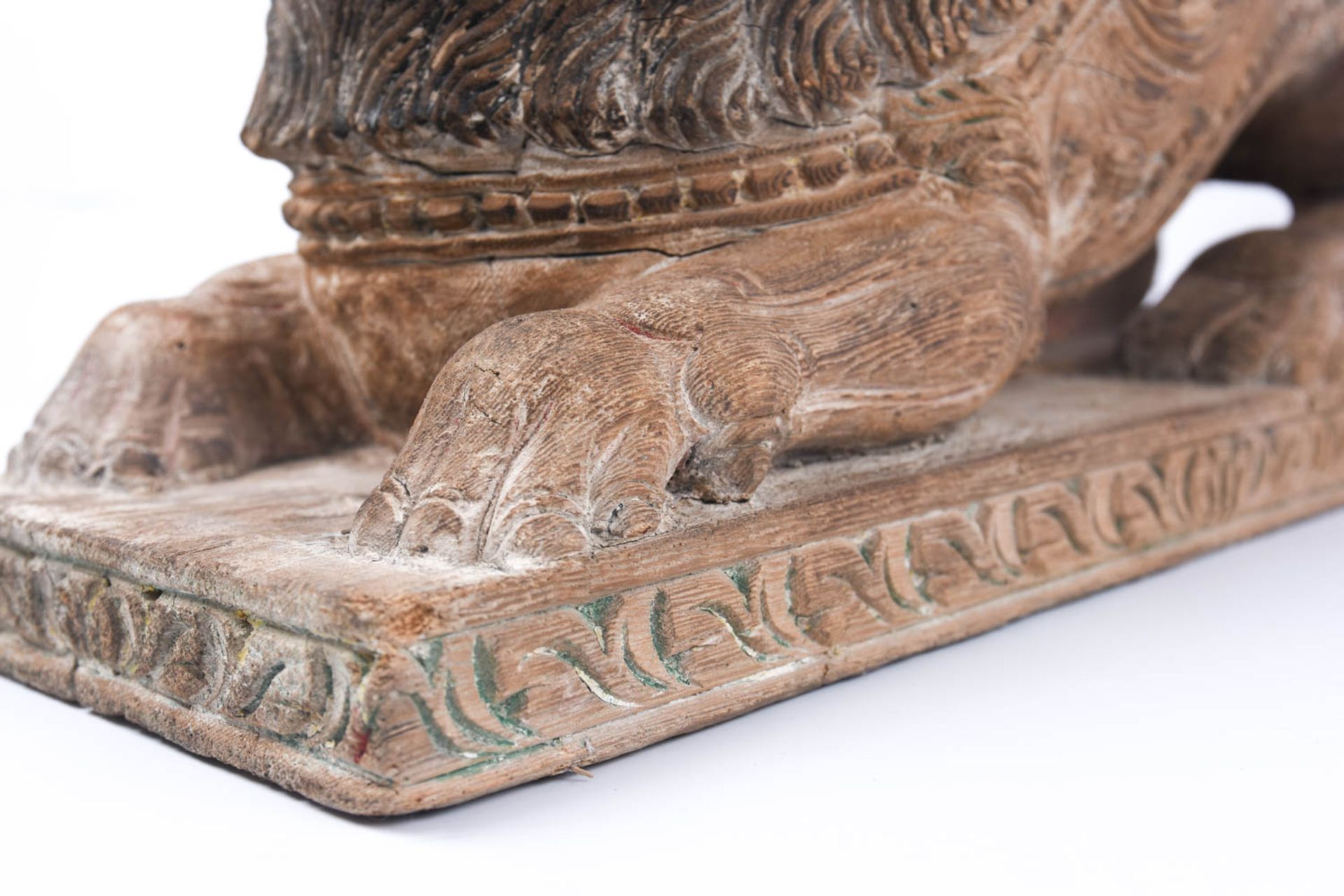Asiatischer Tempel Löwe aus Holz  - Bild 9 aus 11