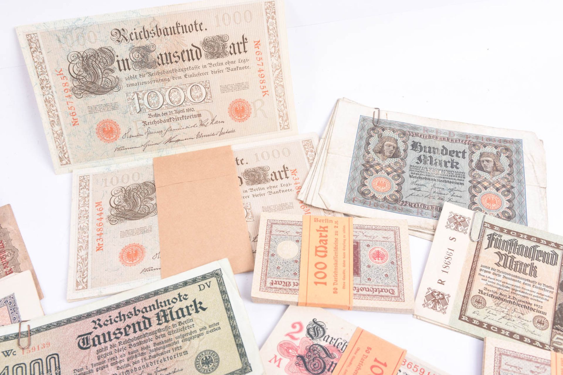 Großes Konvolut Banknoten-Geldscheinen, Inflation-Weimar Republik. u.a. - Bild 2 aus 23