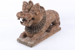 Asiatischer Tempel Löwe aus Holz 