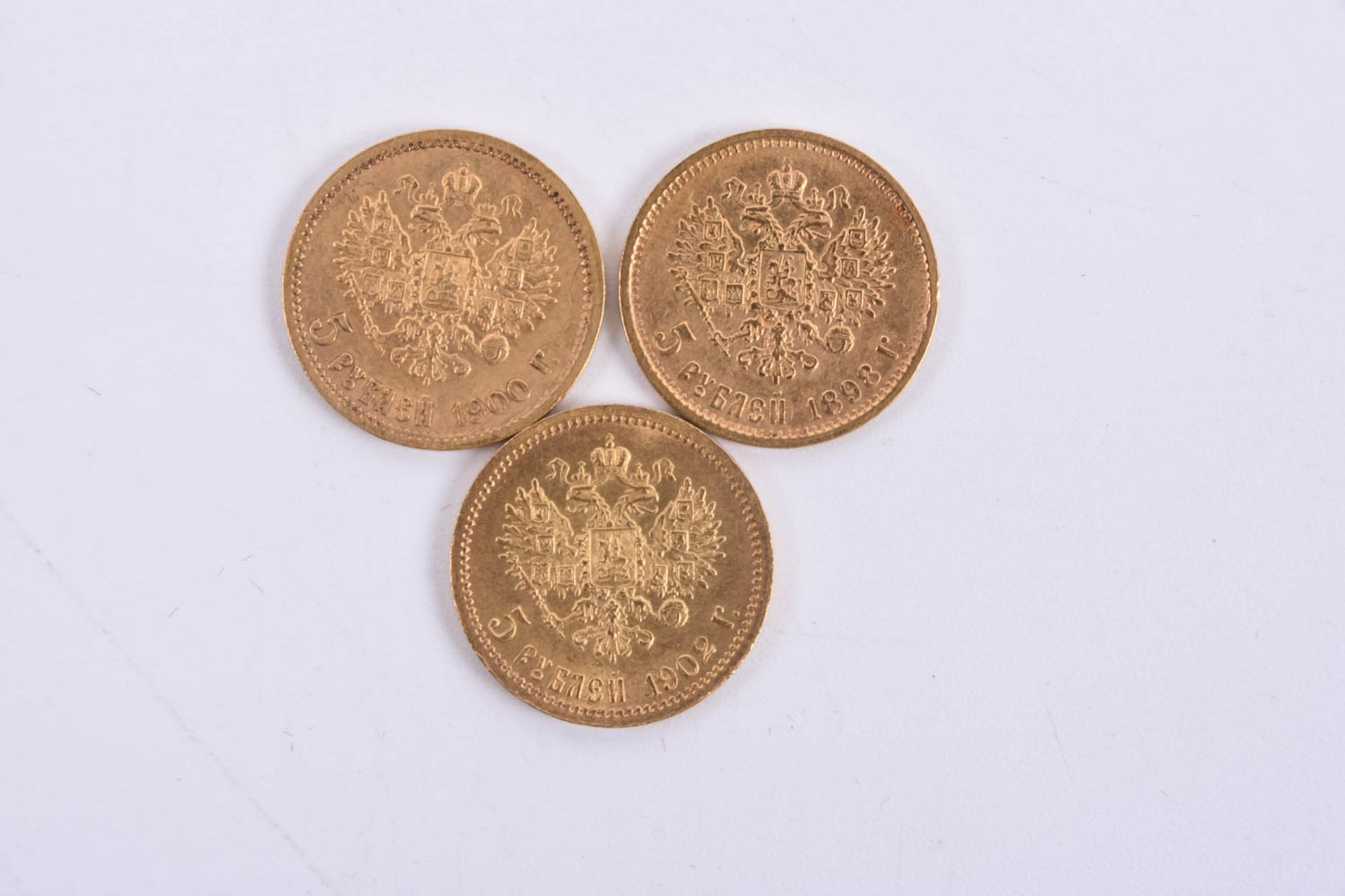 Russisches Kaiserreich, 3x  Goldmünzen Rubel, 1898 - 1900 - 1902