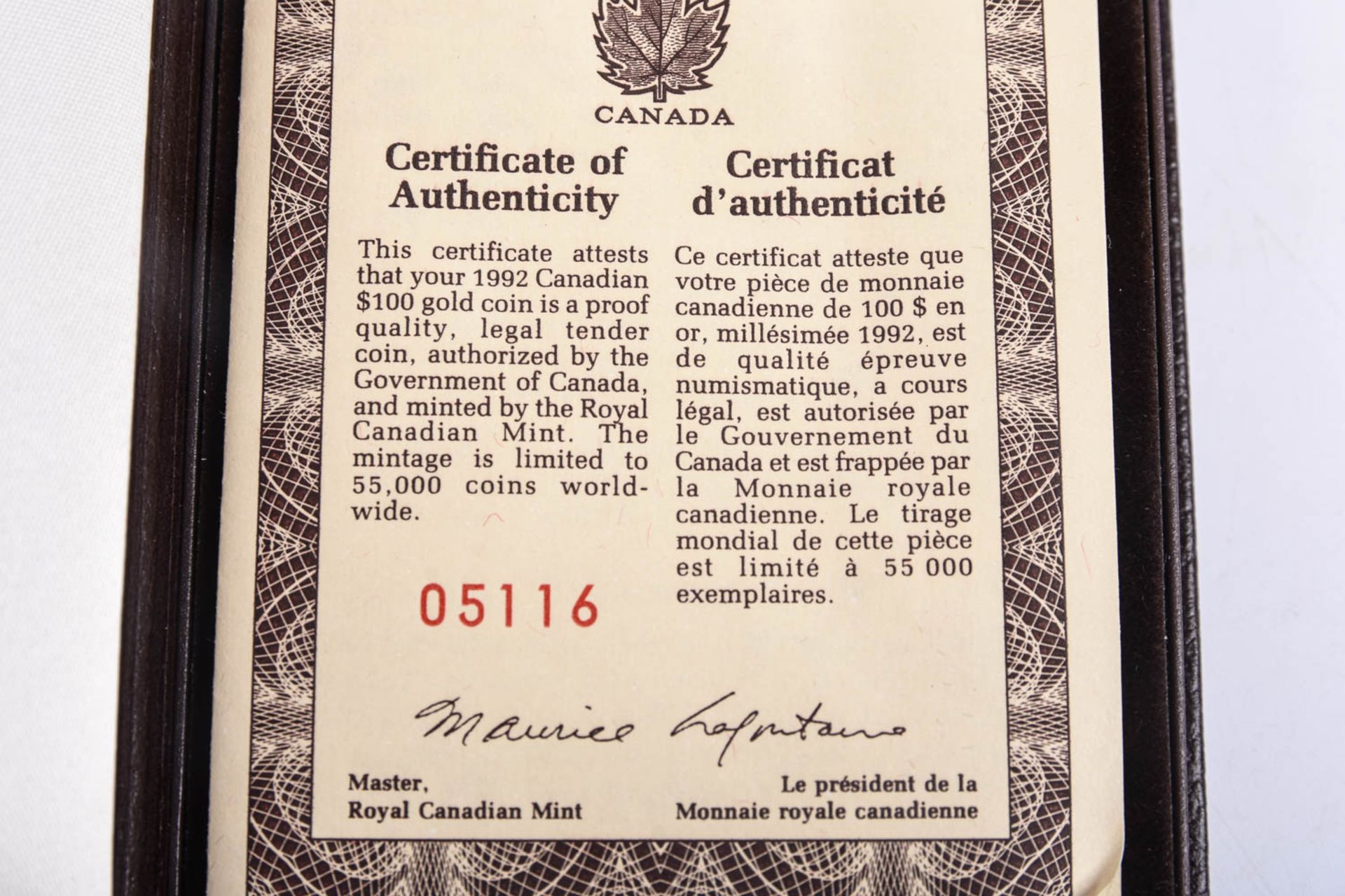 Kanada 100 Dollar, 1992 - 350 Jähriges Jubiläum - Montreal, Goldmünze - Image 3 of 4