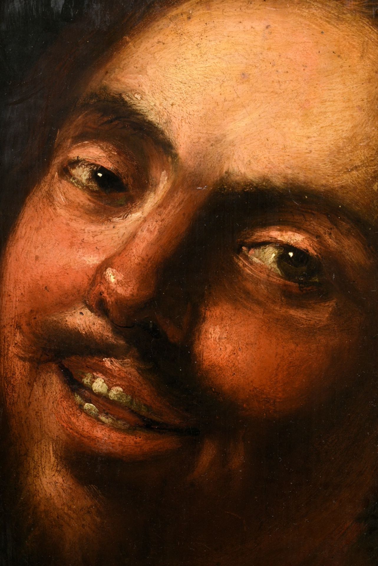 Bijlert, Jan Harmensz. van (1598-1671) "Drinking Man" after Gerrit van Honthorst, oil/wood, verso o - Image 5 of 12