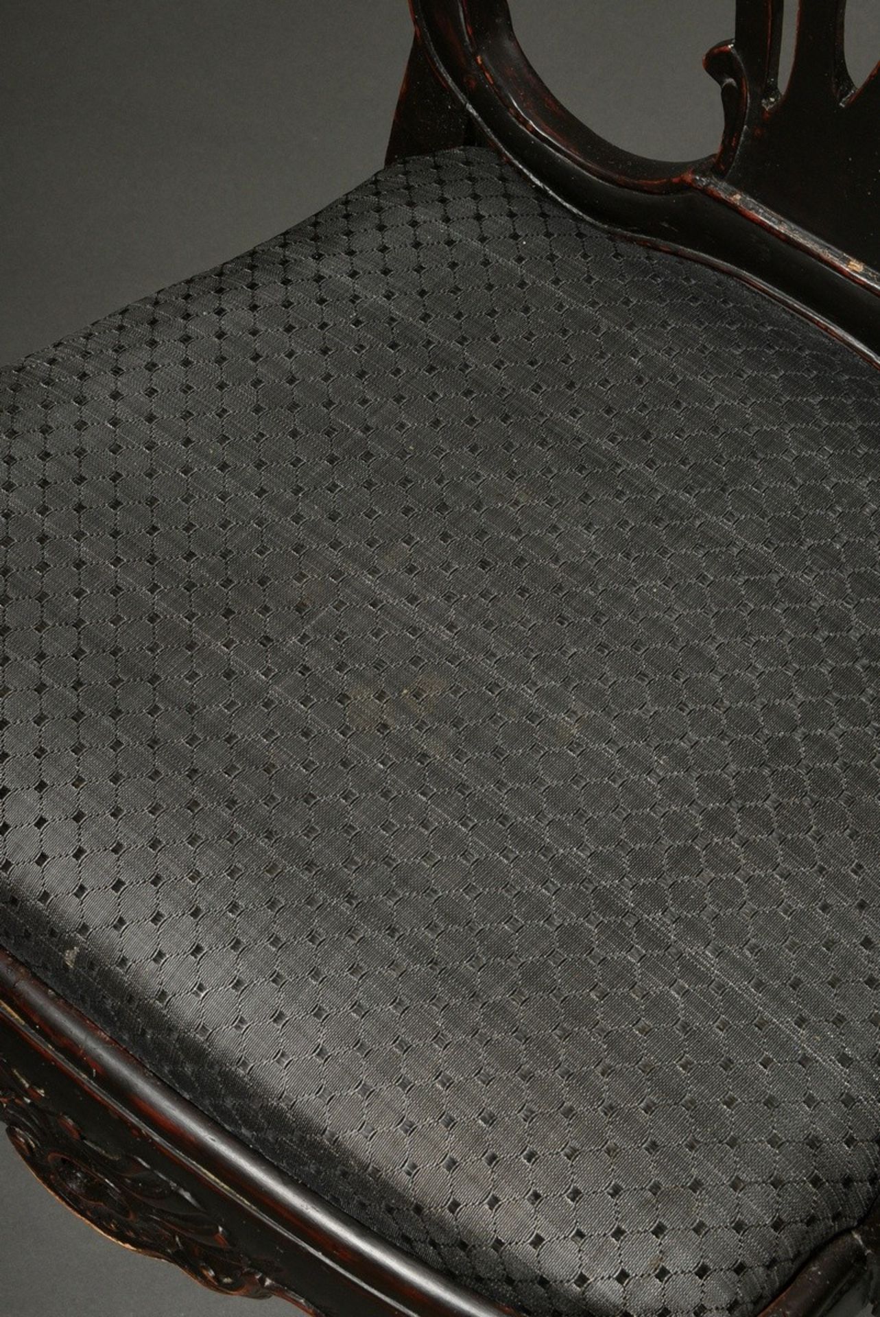 Schwarz gefasster Armlehnsessel in barocker Façon, H. 49/97,5cm - Bild 5 aus 9
