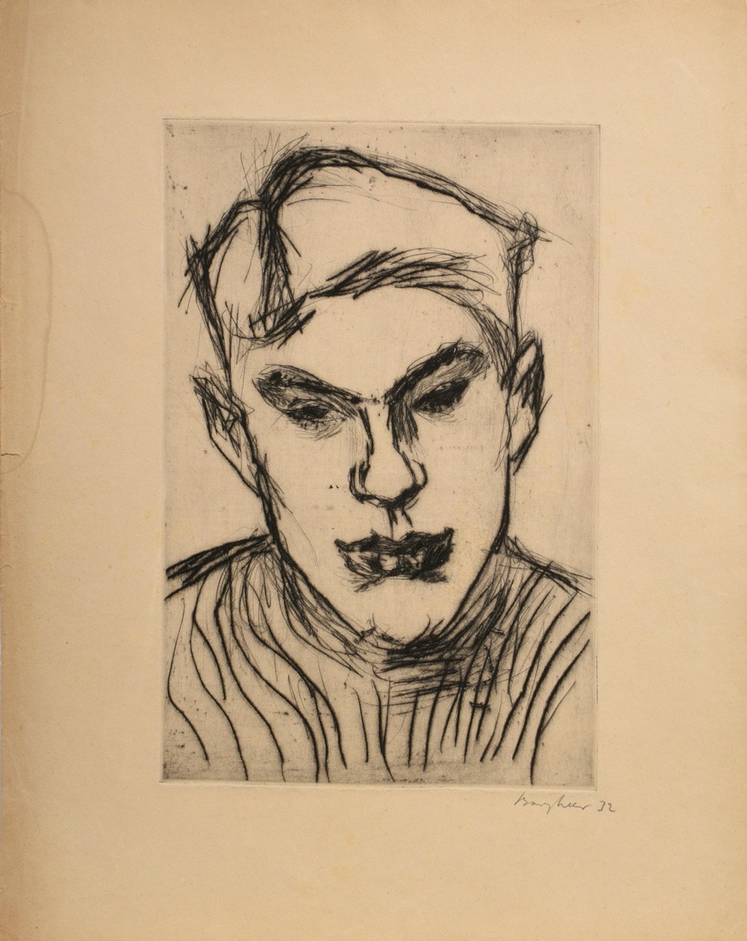 3 Bargheer, Eduard (1901-1979) "Herren-Portraits" (1x Selbst?) 1932/1934, etchings, 8/20, b.r. each - Image 5 of 9