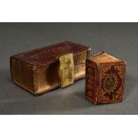 2 Various pieces, 1st half 19th c.: 1x English miniature Bible in embossed leather binding with Chr