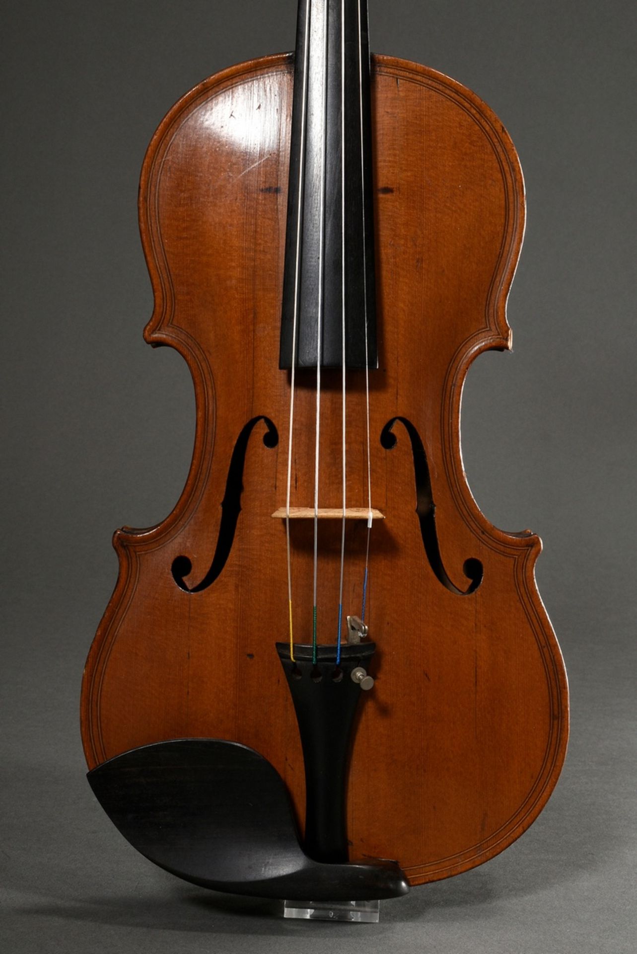 Elegant violin after Maggini, German 19th c., fine-grained spruce top, two-piece beautifully flamed - Image 2 of 16