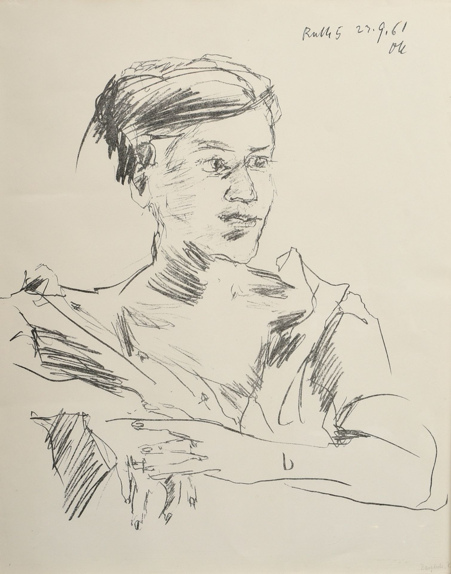 Kokoschka, Oscar (1886-1980) „Ruth 5“ 1961, Lithographie, i. Stein monogr./dat./betit., BM 62,5x49,