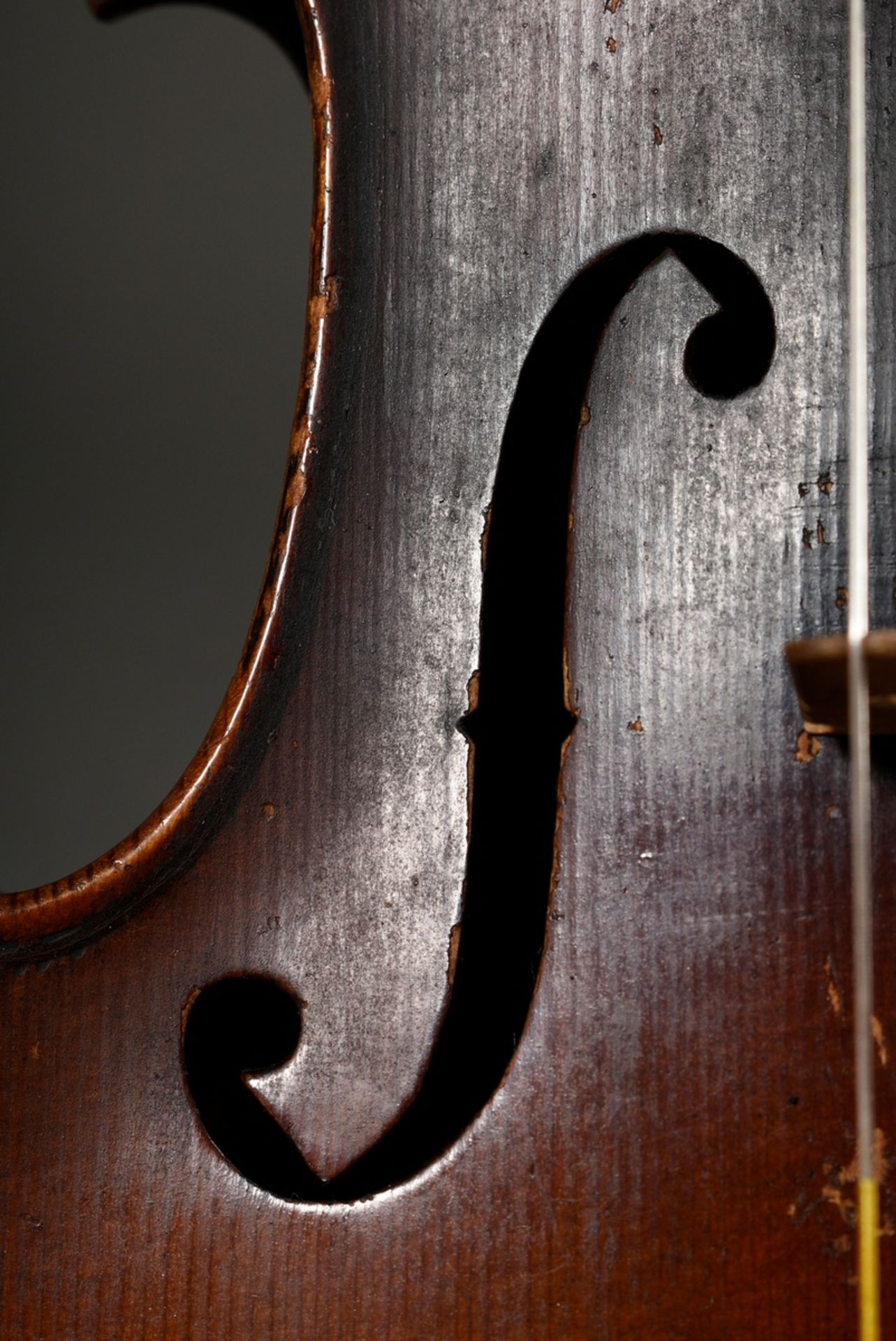 Deutsche Geige / Violine, 1. Hälfte 20.Jh., geteilter Rücken, ohne Faksimile-Zettel, Stimme steht,  - Bild 10 aus 17