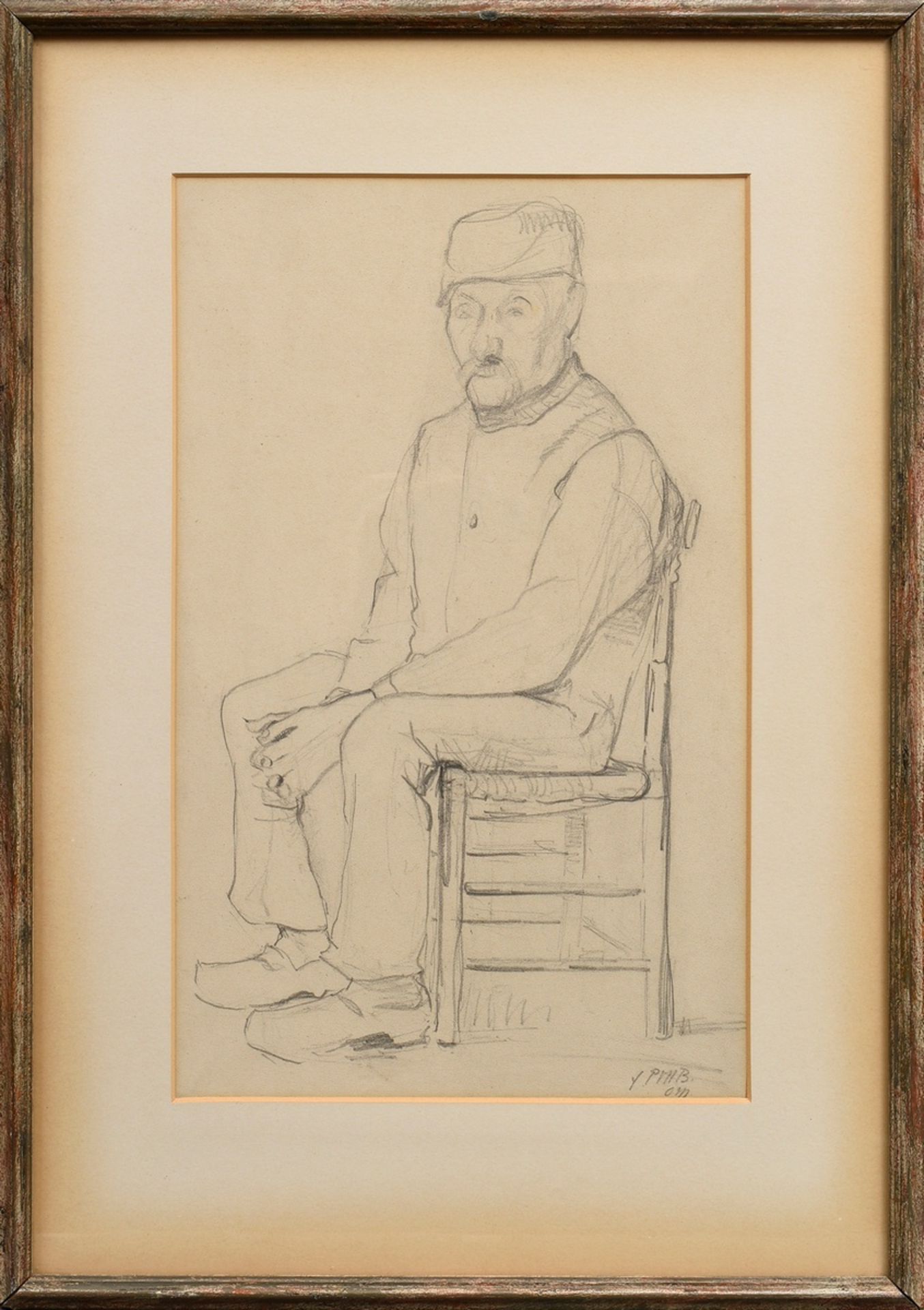 Modersohn-Becker, Paula (1876-1907) "Sitting old man", verso "Three girls' heads", pencil, b.r. mon - Image 2 of 4