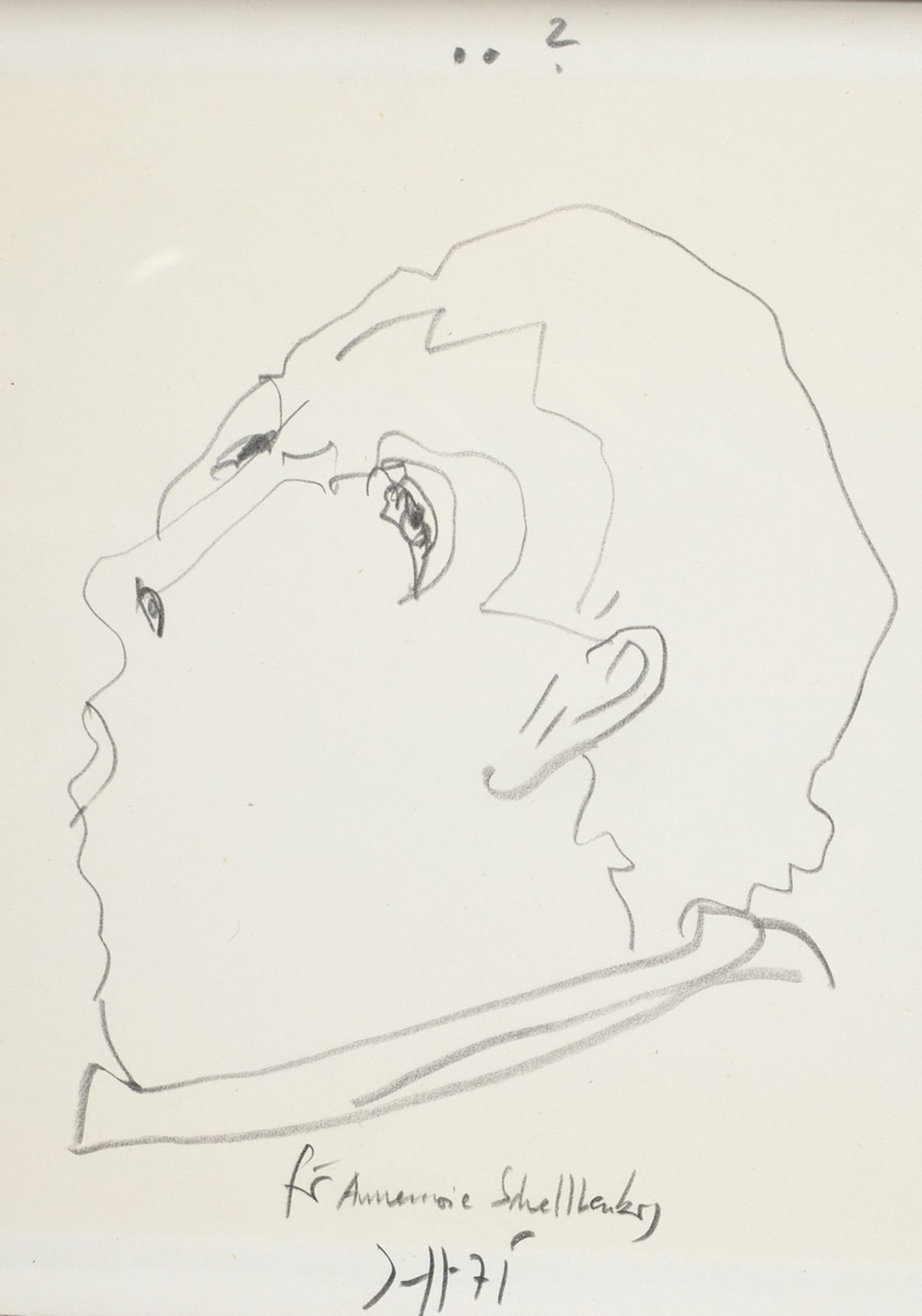 Janssen, Horst (1929-1995) "Portrait of a man" 1975, pencil, sign./dat./dedicated below, 21x27.5cm  - Image 2 of 3