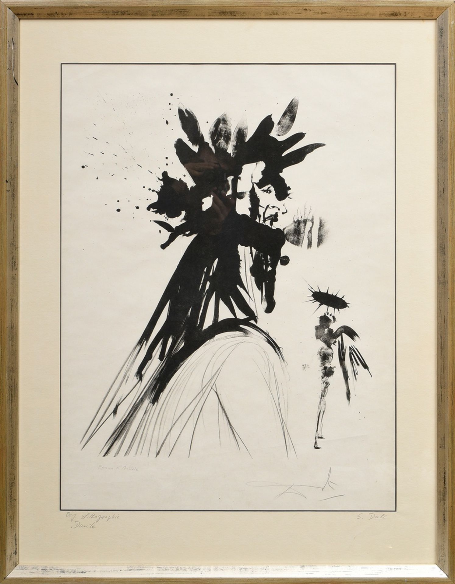 Dali, Salvador (1904-1989) "Dante" 1964, Lithographie, e.a., u. sign./bez., 71,5x53,5cm (m.R. 93,5x - Bild 2 aus 3