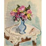 Bargheer, Eduard (1901-1979) "Blumenvase auf Tisch", Aquarell/Bleistift, 58,7x47,5cm, min. Alterssp
