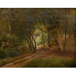 Kirchner, Albert Emil (1813-1885) "Waldweg im Sommer" 1858, oil/canvas, b.l. monogr./dat., verso ad