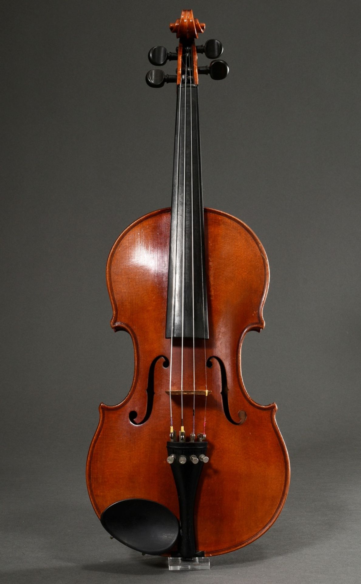Sächsische Geige mit Koffer und Bogen, Zettel innen "E.O. Reichel Markneukirchen Juli 1925 Made in  - Bild 2 aus 21