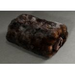 Brown mink muff with knitted wrist warmers, l. 30cm