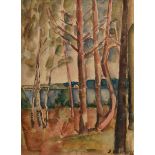 Wohlwill, Gretchen (1878-1962) „Bäume am See“, Aquarell/Bleistift, u.r. sign., verso monogr./dat. W