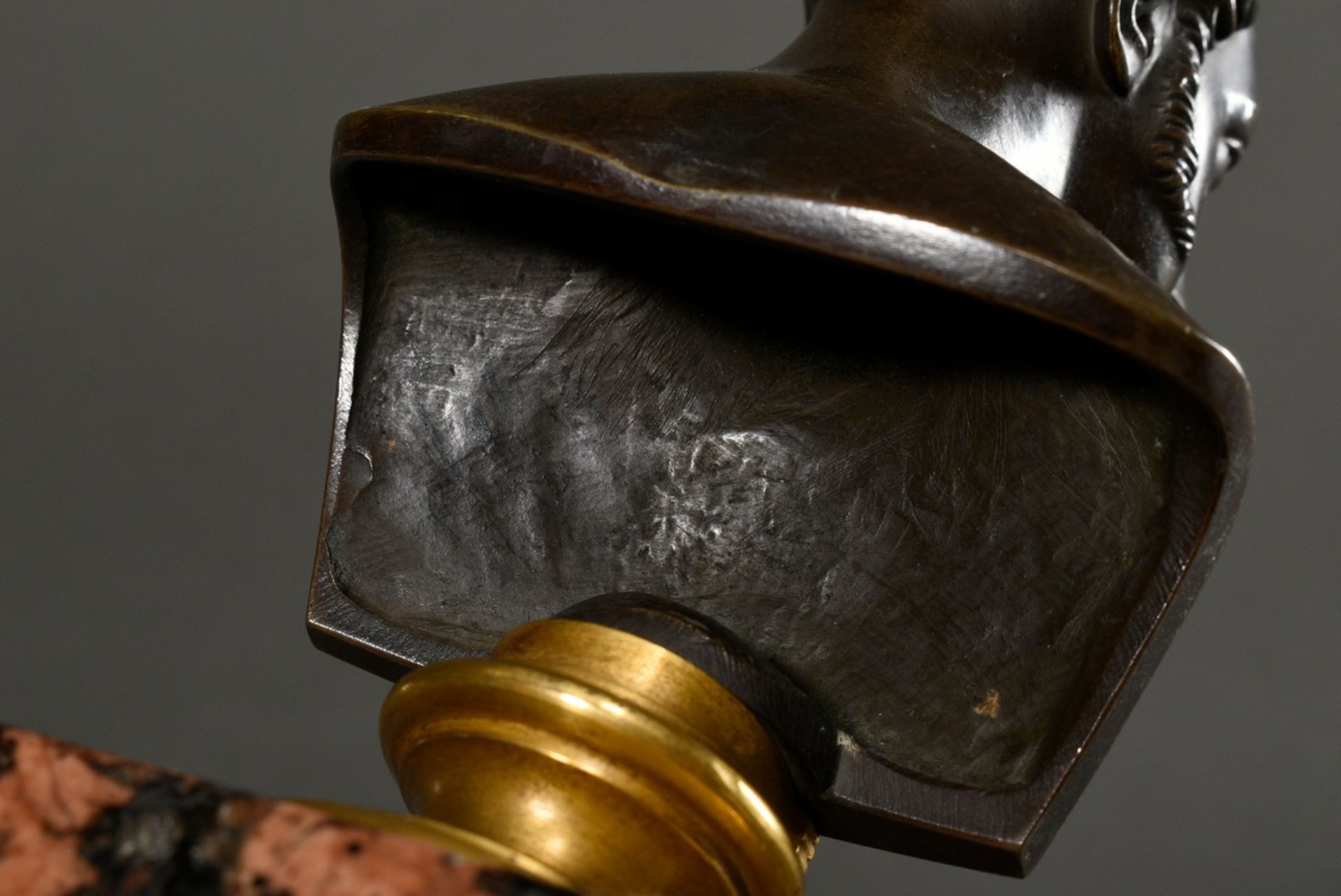 Rauch, Christian Daniel (1777-1857) Büste "Zar Nikolaus I (1796-1855)", brunierte Bronze auf feuerv - Bild 7 aus 8