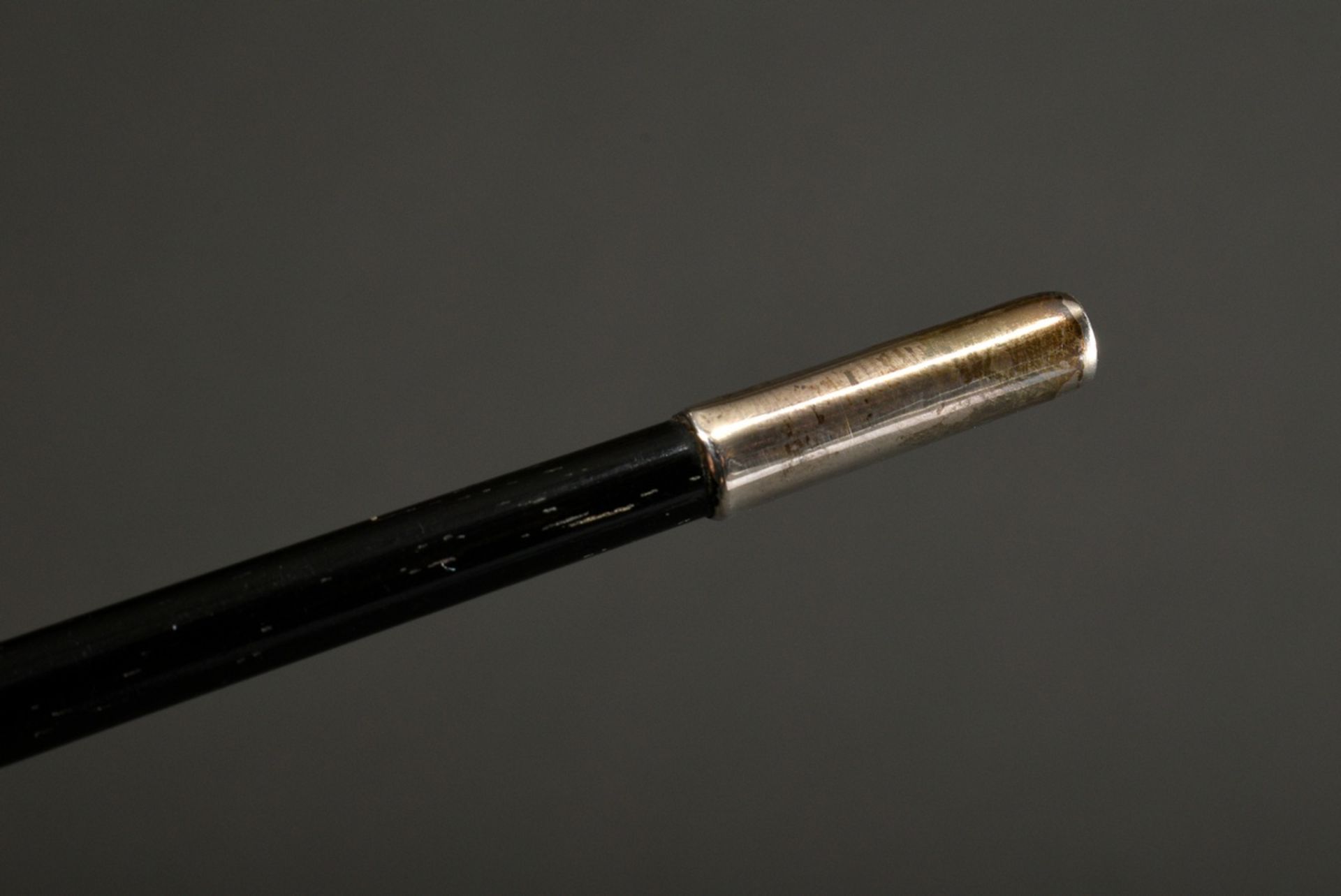 Conductor's baton in original leather case, ebonised wooden shaft with floral ornamented silver 925 - Image 7 of 7