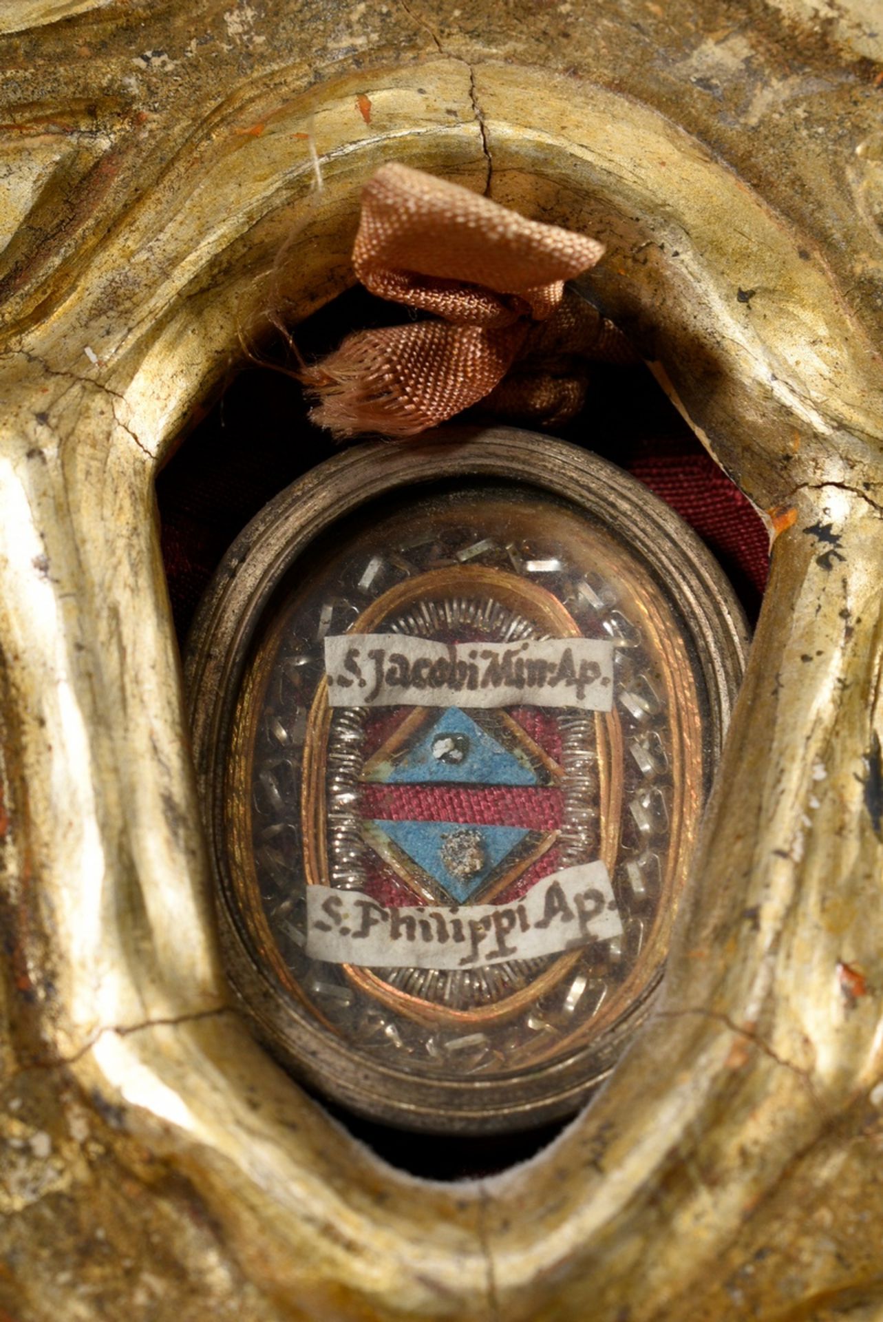 Baroque reliquary with small monastery work "S. Jacobi..." and S. Philippi Ap.", 18th c., carved an - Image 5 of 5