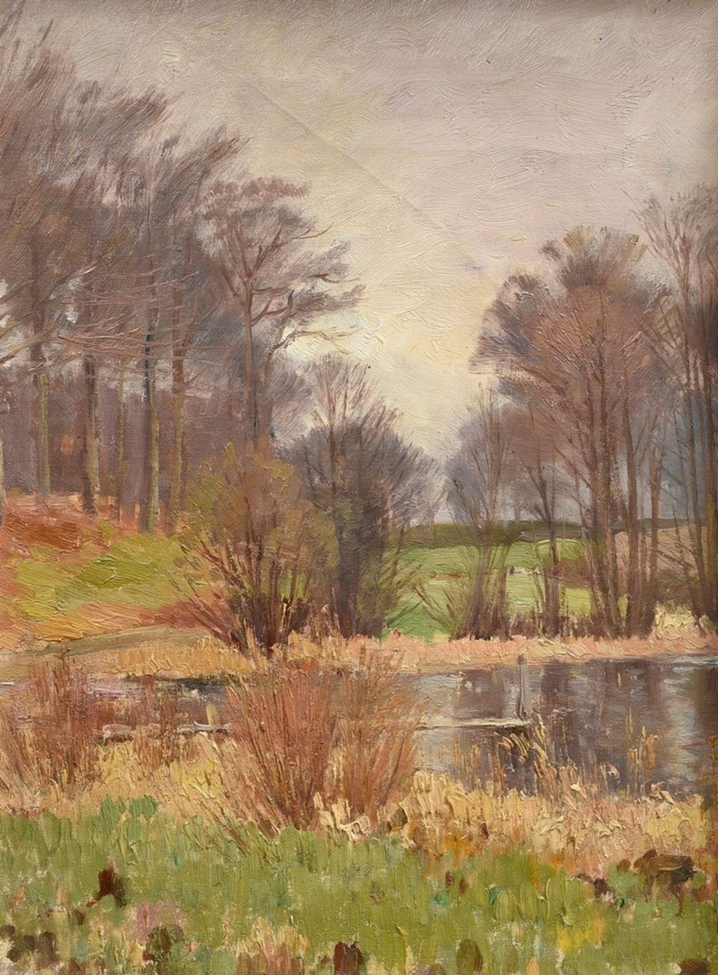 Kuchel, Max (1859-1933) "Northern German landscape with lake", oil/canvas, 38x30,5cm (w.f. 47,5x38,