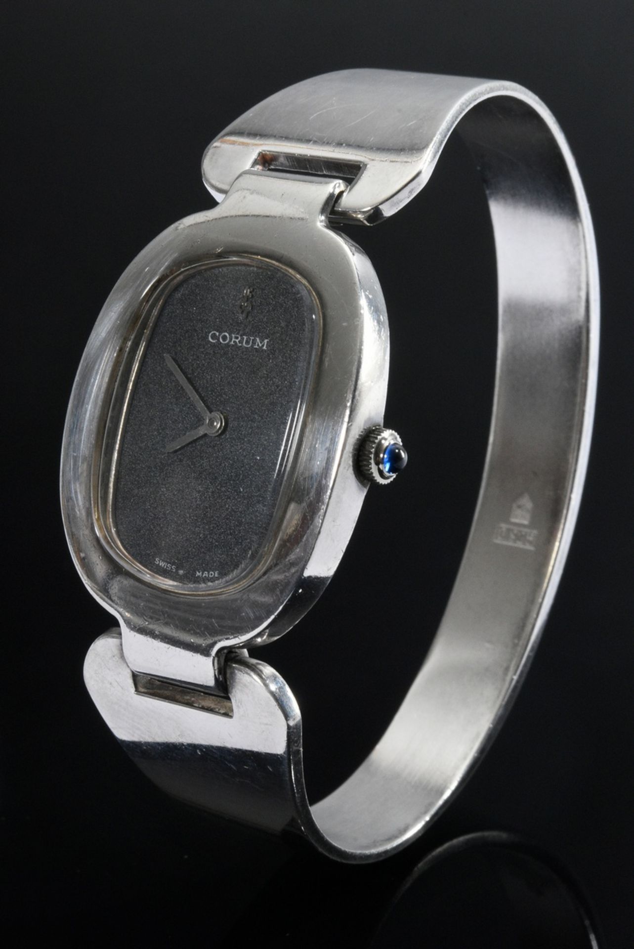 Vintage silver 925 Corum "Love Bond" ladies' clasp wristwatch, manual winding, synthetic sapphire c