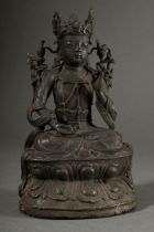 Chinese Bodhisattva Avalokiteshvara / Guanyin Pusa with crown and jewellery on kundika vase and kal
