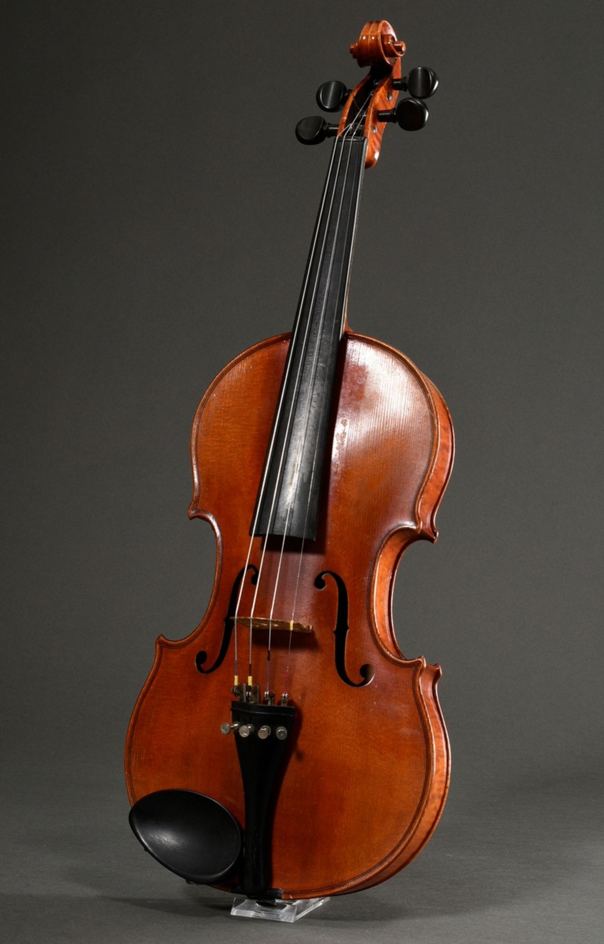 Sächsische Geige mit Koffer und Bogen, Zettel innen "E.O. Reichel Markneukirchen Juli 1925 Made in  - Bild 3 aus 21