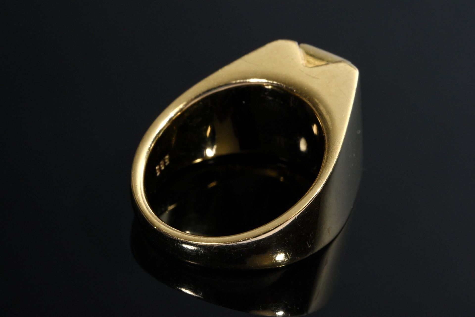 Gelbgold 585 Ring mit Baguette Turmalin in seitlichen Brillant Schienen (zus. ca. 0.15ct/SI-W), 15, - Bild 4 aus 4