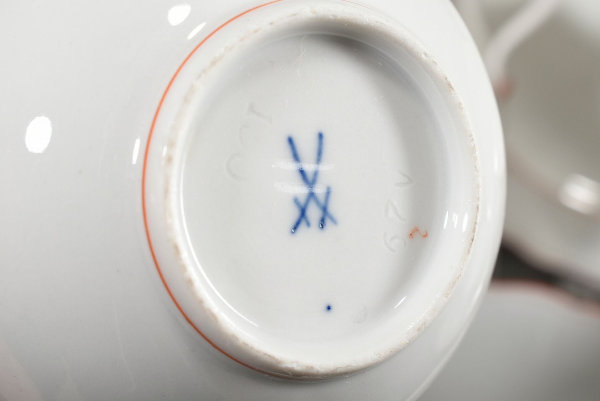 8 Pieces Meissen coffee service "Korallenrand" consisting of: 1 sugar bowl (h. 10cm), 1 cream jug ( - Image 2 of 4
