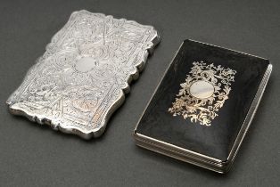 2 Various pieces: business card case with floral ornamental engraving and indentation, Birmingham 1