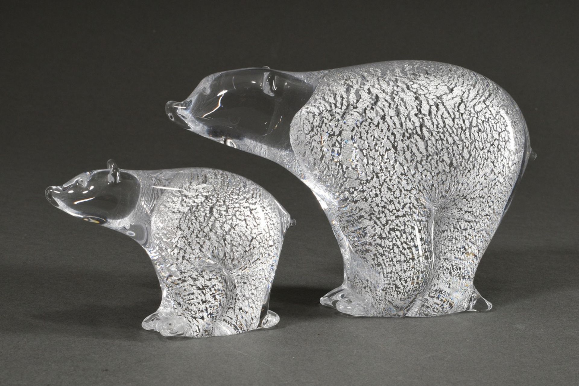 4 Diverse Teile Glas und Kristall "Eisbären", 2x Skandinavien mit eingeschmolzenen Silber Folien, 2 - Bild 3 aus 8