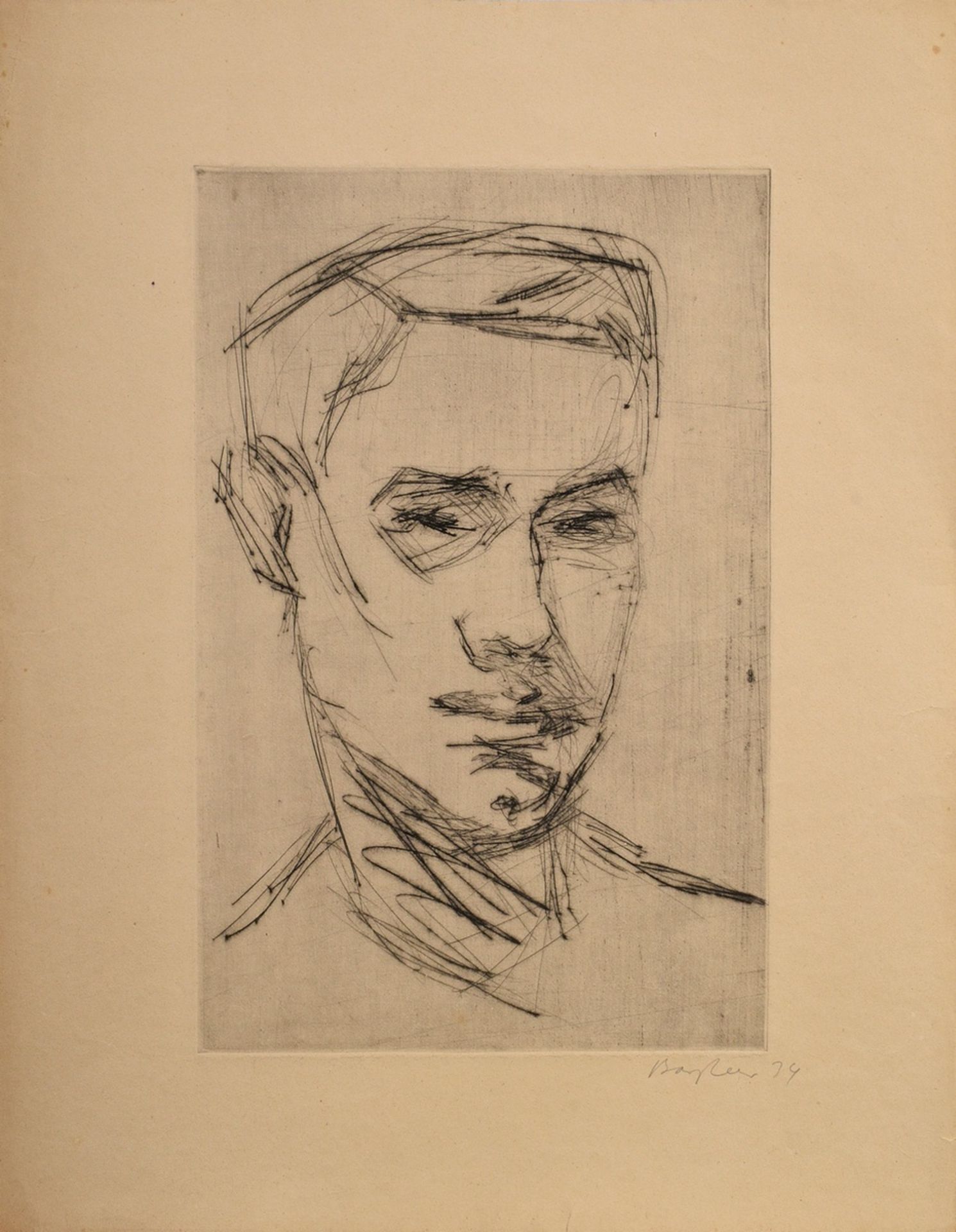 3 Bargheer, Eduard (1901-1979) "Herren-Portraits" (1x Selbst?) 1932/1934, etchings, 8/20, b.r. each - Image 2 of 9