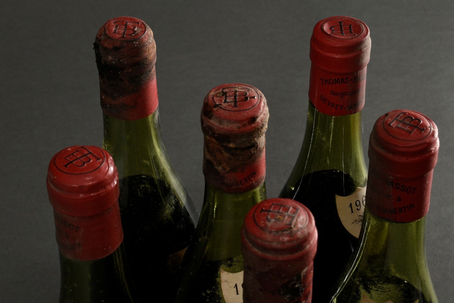 6 Flaschen 1961 Vins fins de la Cote de Nuits, Maison Thomas Bassot, Gevrey-Chambertin, Rotwein, Bu - Bild 5 aus 5