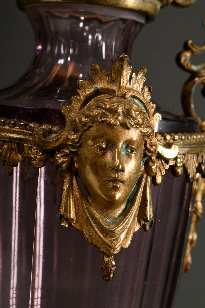 Faceted amethyst glass vase with historicised ormolu mounting and mascarons, c. 1880, h. 25.2cm - Image 3 of 8