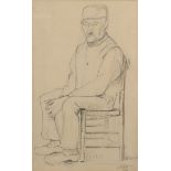 Modersohn-Becker, Paula (1876-1907) "Sitting old man", verso "Three girls' heads", pencil, b.r. mon
