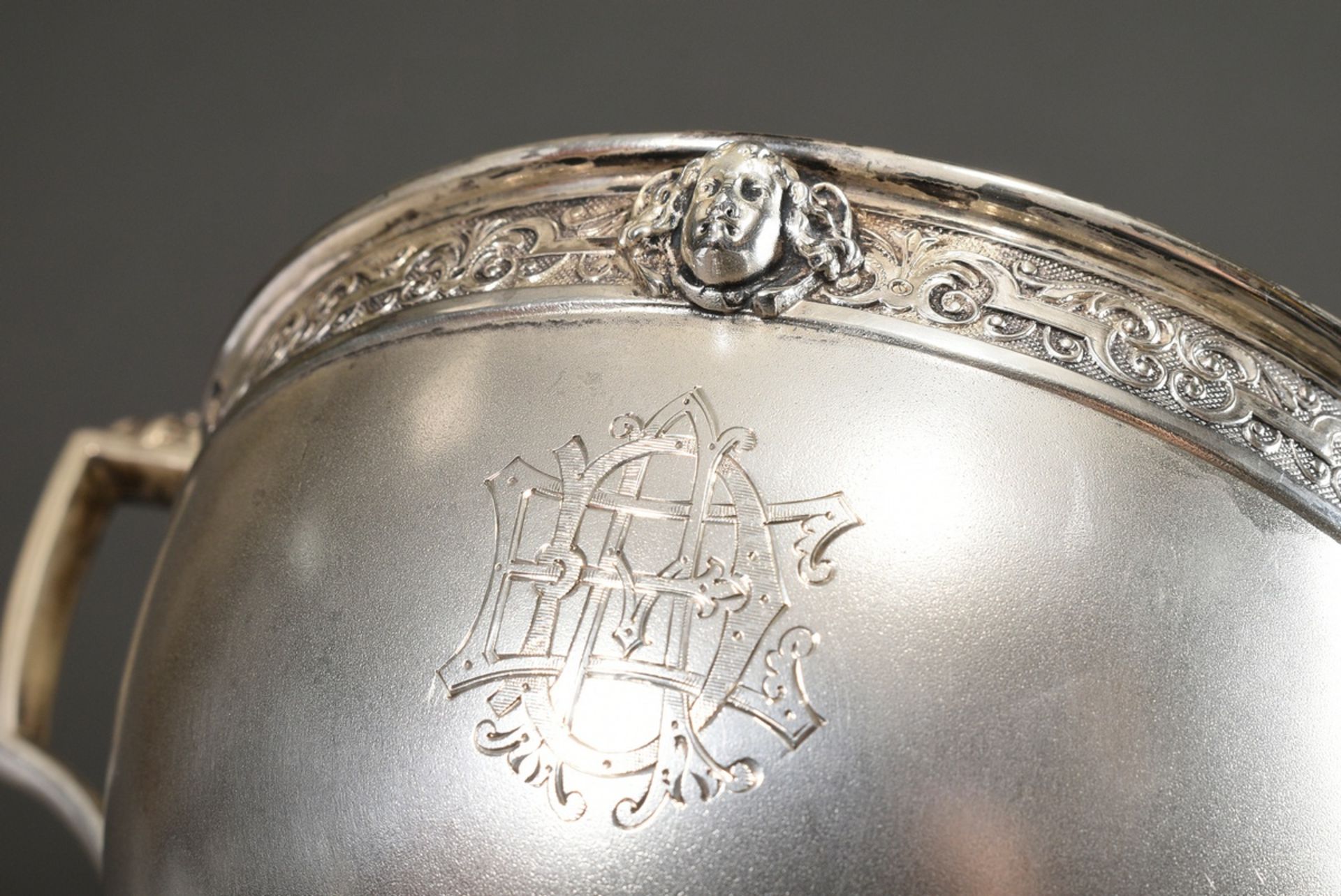Renaissance-style goblet bowl with raised handles on both sides on a round foot, all-round ornament - Image 3 of 6