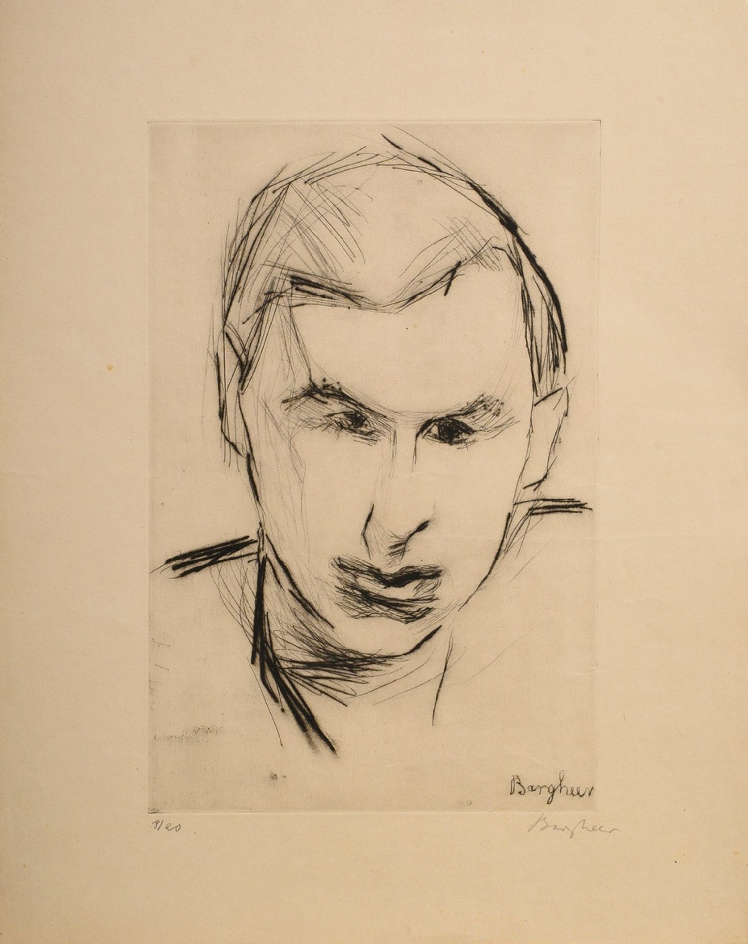 3 Bargheer, Eduard (1901-1979) "Herren-Portraits" (1x Selbst?) 1932/1934, etchings, 8/20, b.r. each - Image 8 of 9