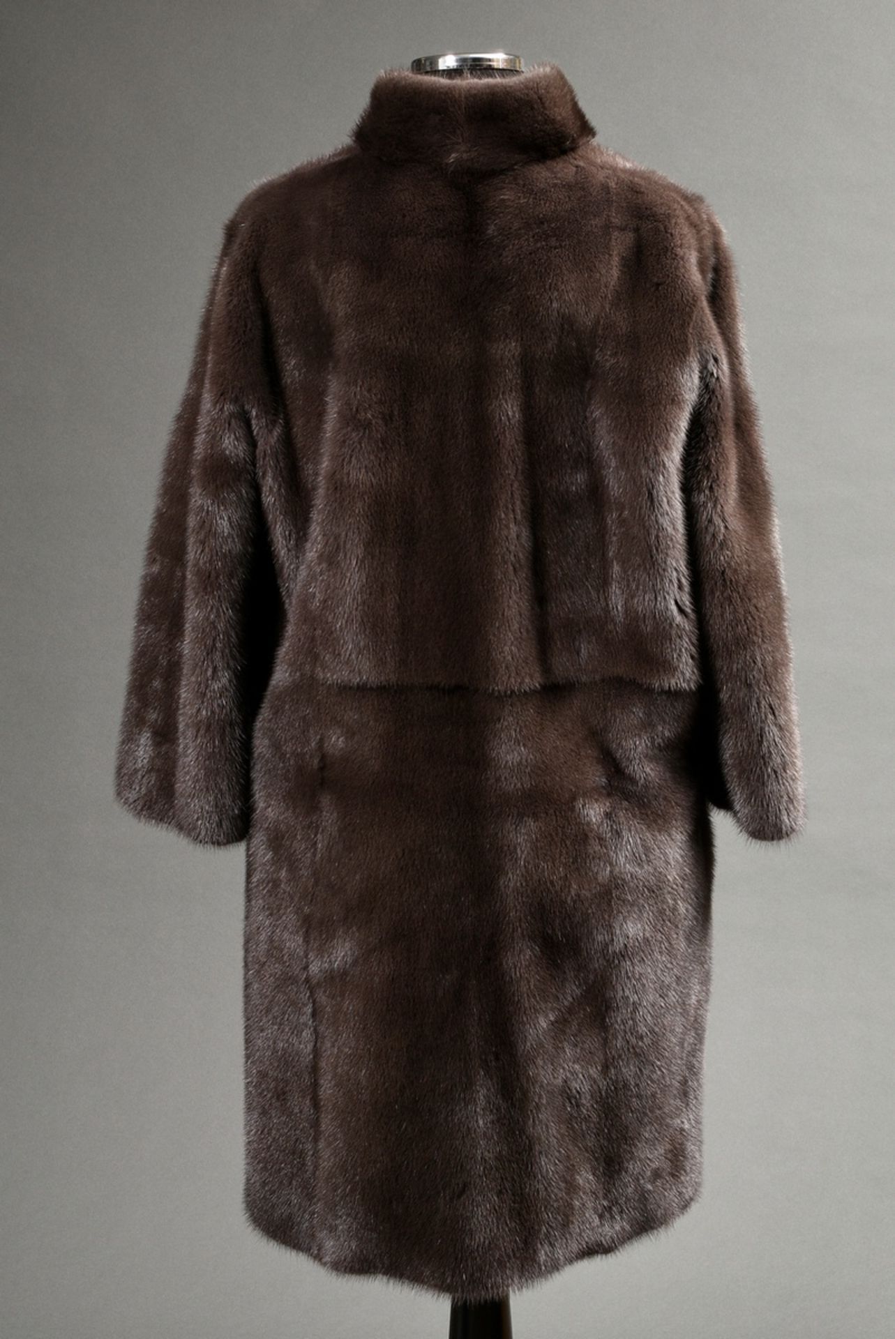 Fashionable Manzoni24 mink reversible coat with three-quarter sleeves and attached pockets on both  - Image 3 of 4