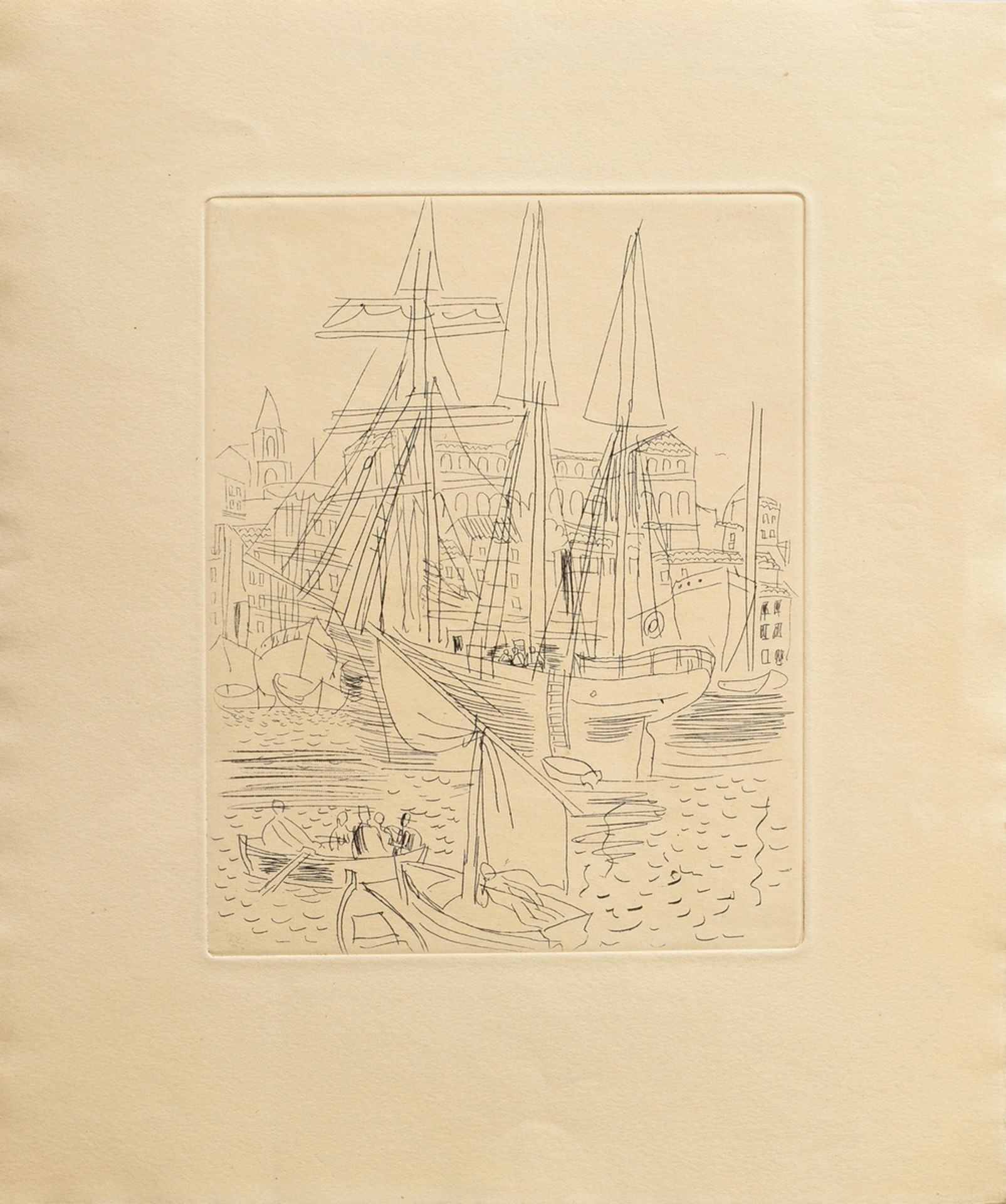 Dufy, Raoul (1877-1953) "Hafenansicht" um 1930, Radierung, aus: "Eugène Montfort. La belle enfant o - Bild 2 aus 4