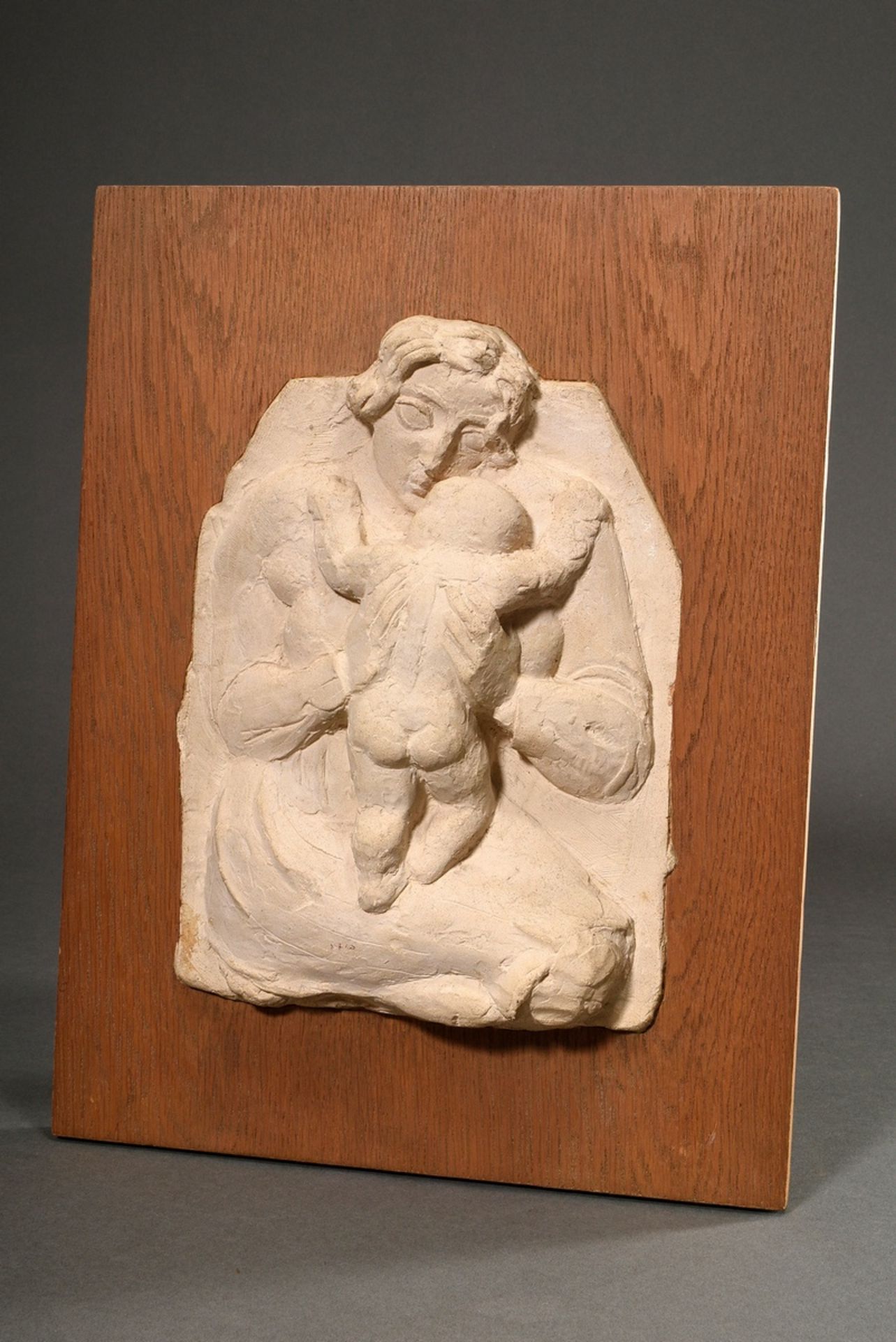 Manolo (1872-1945) "Mutter und Kind" 1929, Terracotta Halbrelief, weiß gefasst, 3/10, 28,5x21cm (m.
